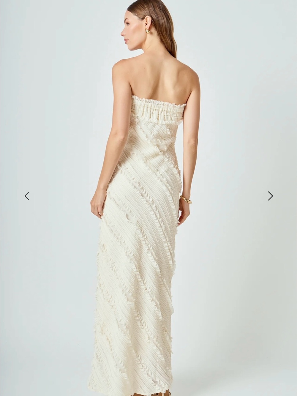 Endless Rose Strapless Ivory Textured Maxi Dress - Picture 4 of 6